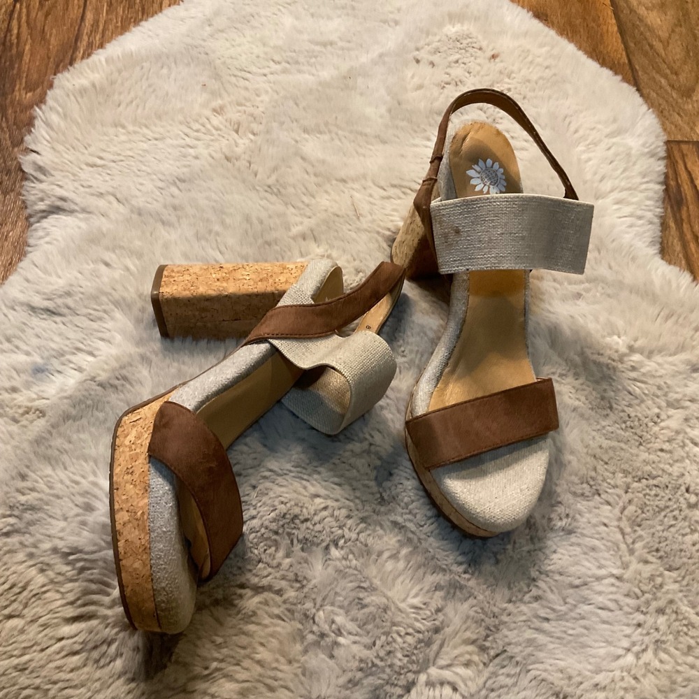 Yellowbox Amil Block Heeled Sandals Cork Platform Size 8.5 Womens